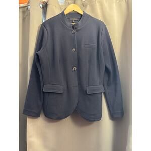 Banana Republic Factory Knit Pique Band-Colar Blazer - Navy Blue size L